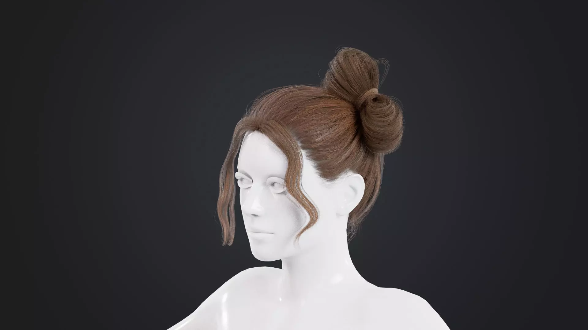 Realistic Female Hair Low-poly 3D model