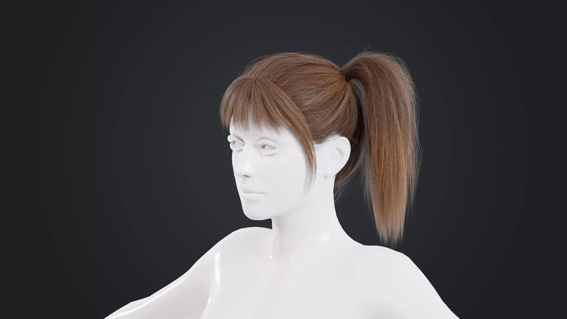 Realistic Female Hair Low-poly 3D model