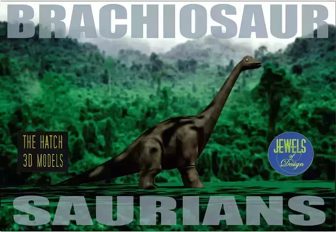Brachiosaur model dinosaur in grass Low-poly 3D model
