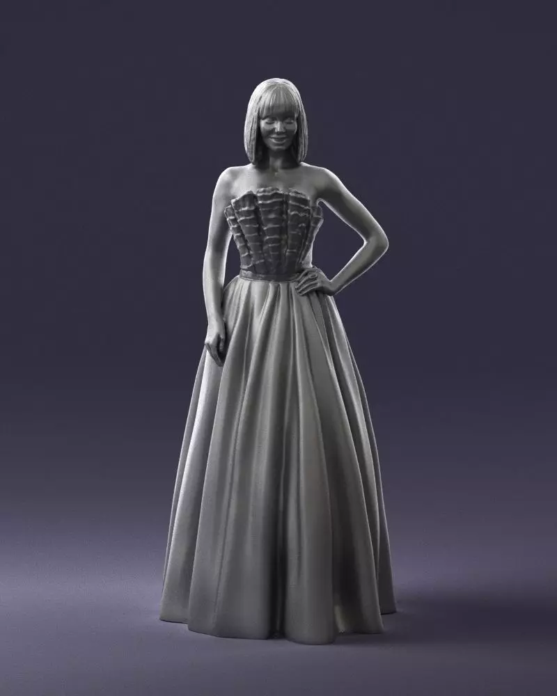 000483 Elegant Woman in Evening Dress 3D print model