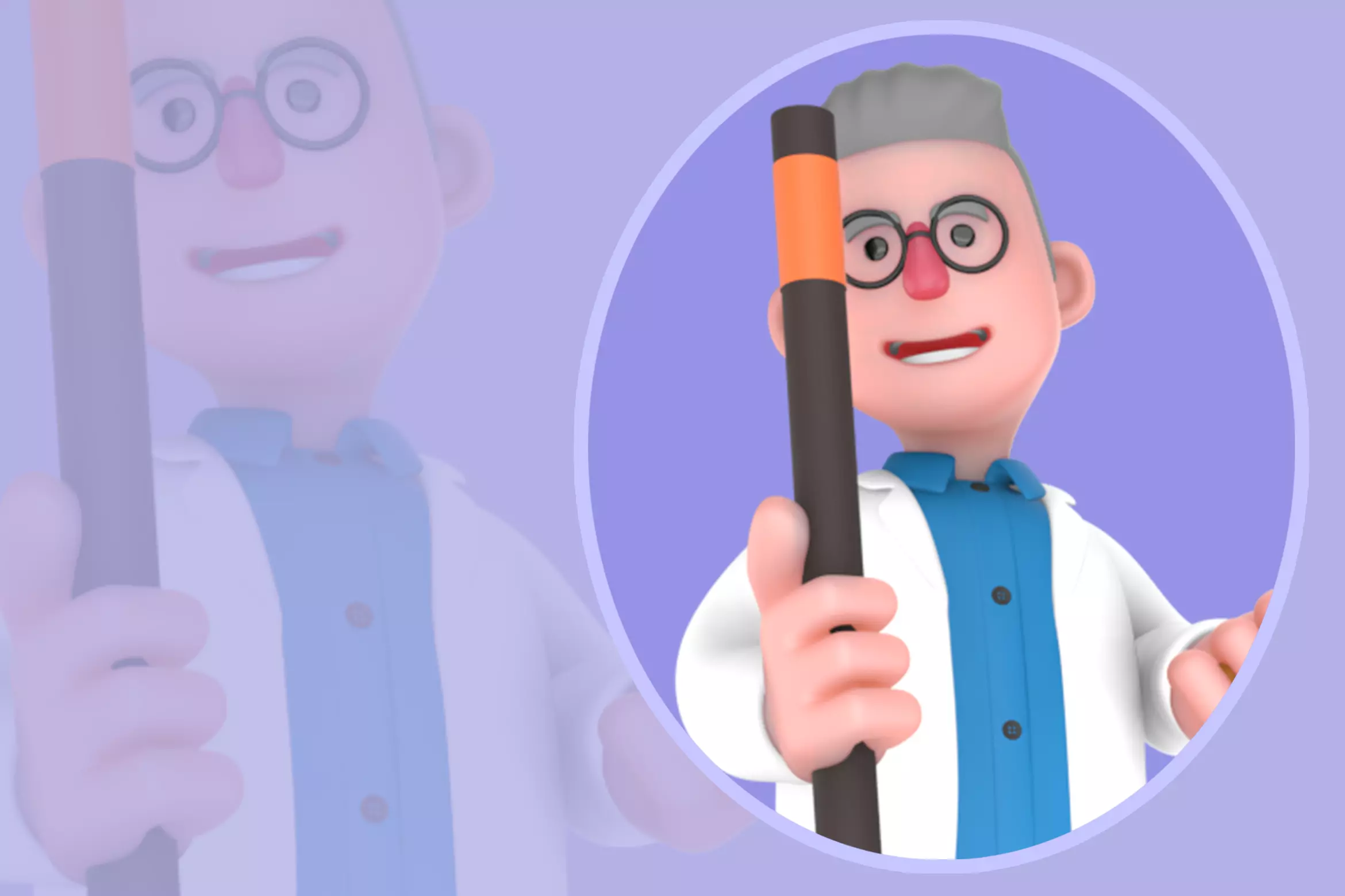 Stylized 3D Physicist Character - Cartoon Teaching Pose 3D model