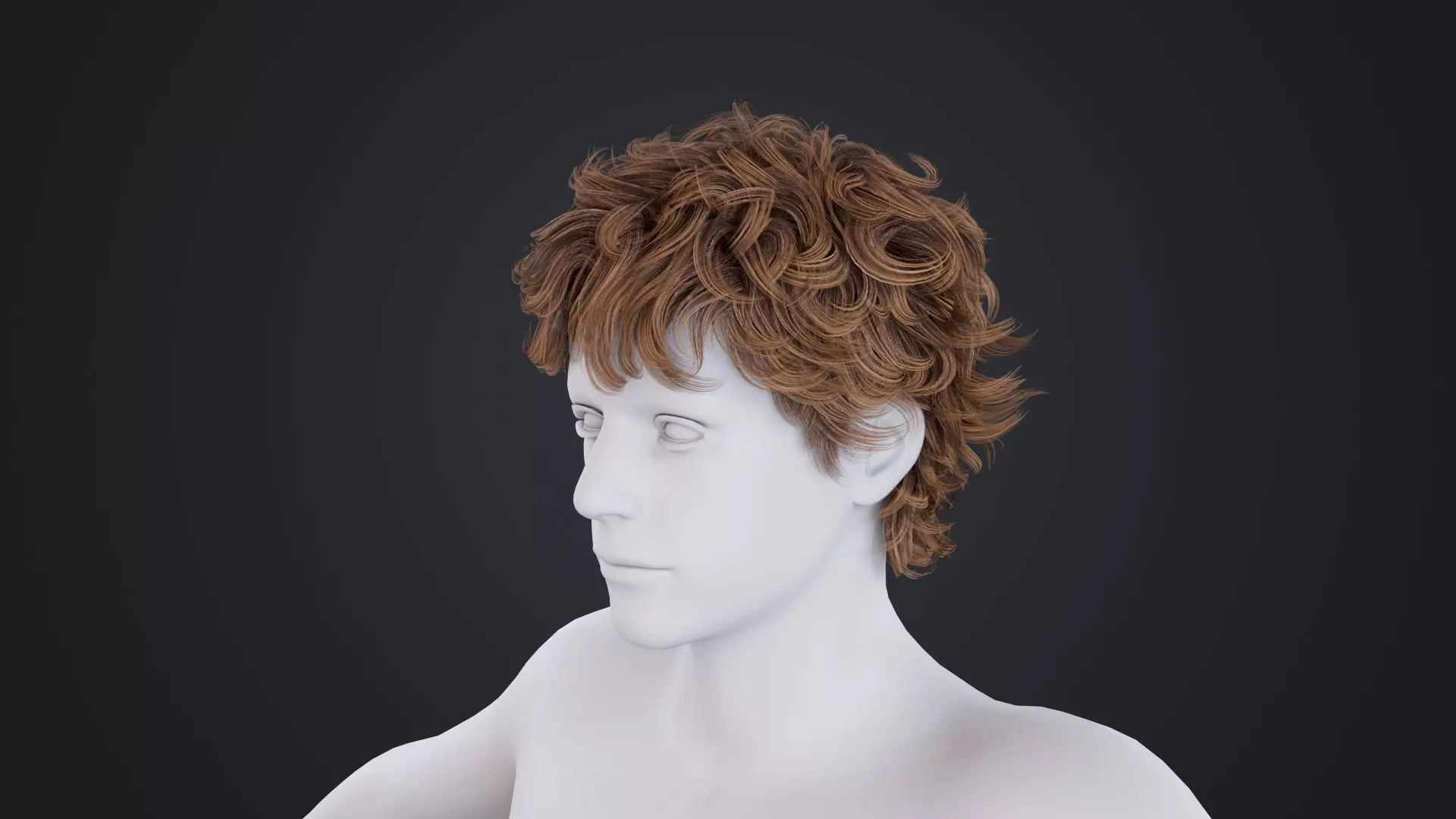 Realistic Male Hair Low-poly 3D model