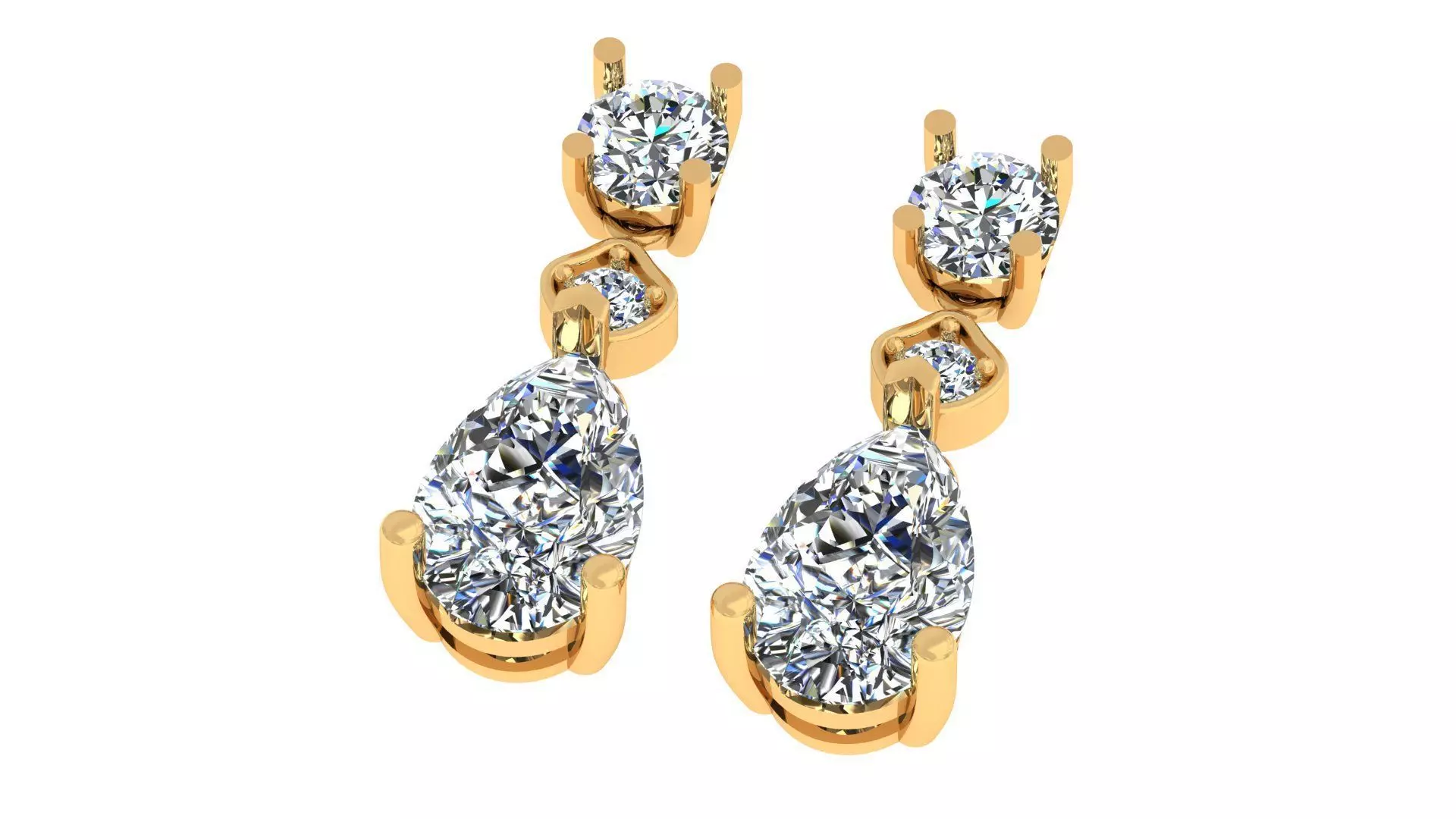 Pear And Round Stone Earring 3D print model