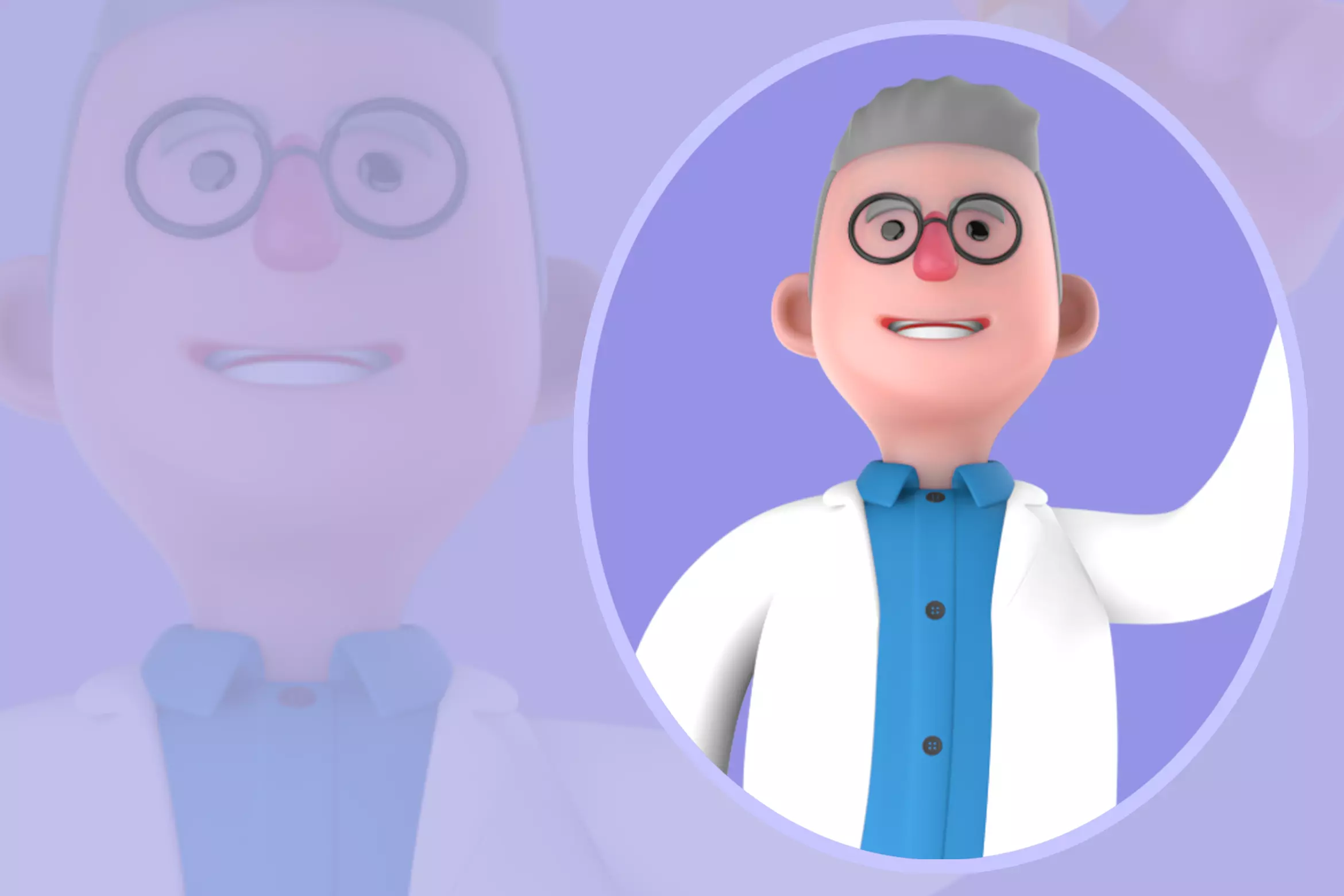 Stylized 3D Physicist Character - Cartoon with Chalk 3D model