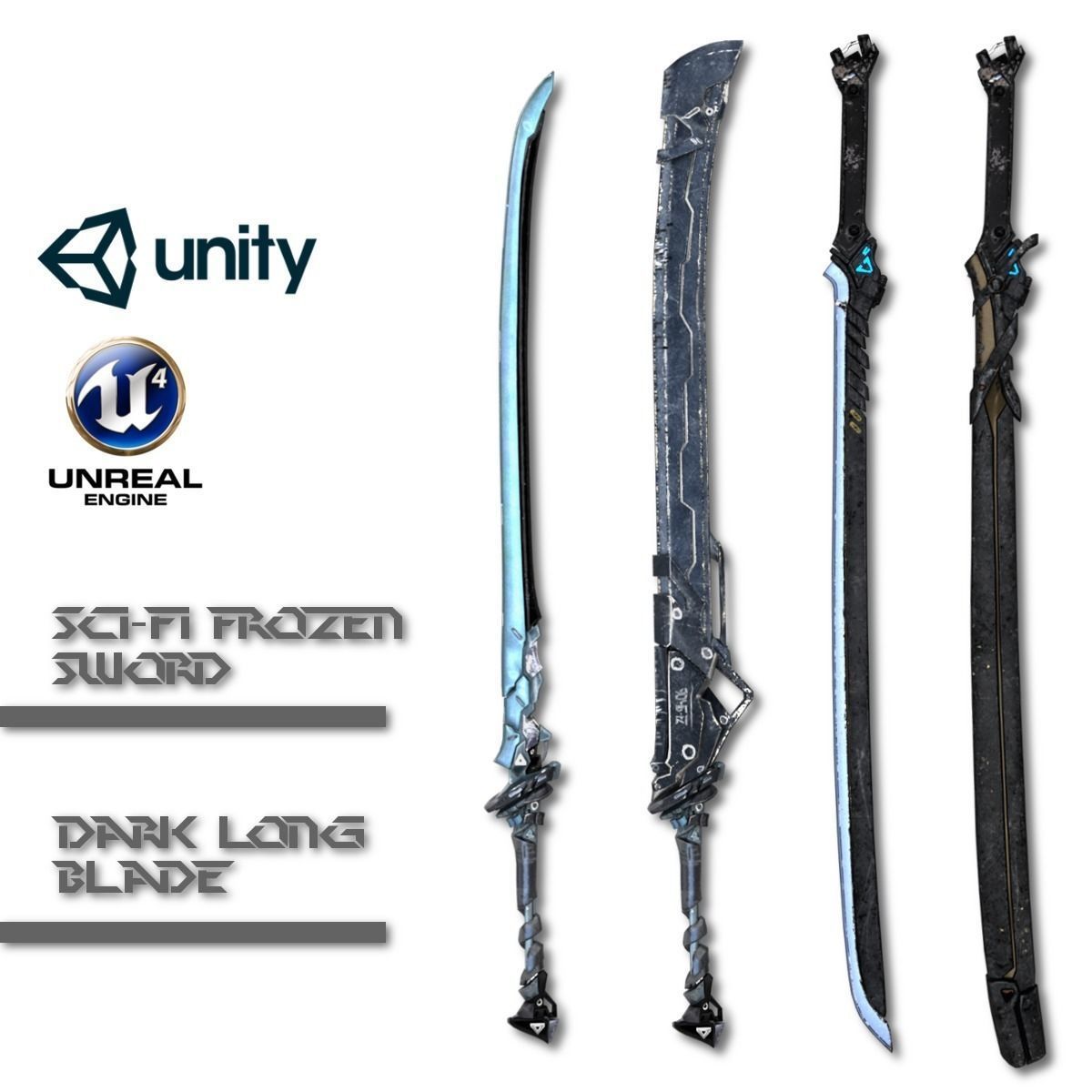 Sci-fi Sword Pack Low-poly 3D model_0