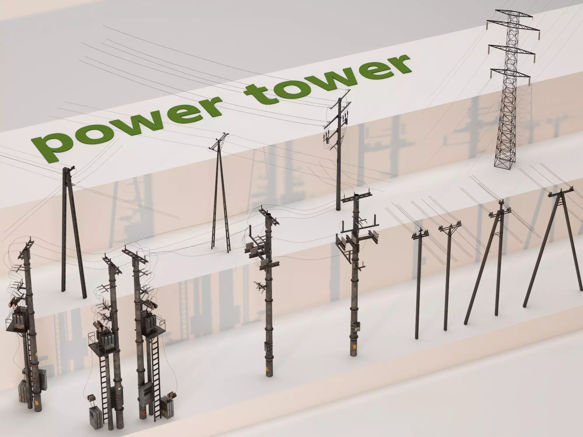 Electric Transmission Towers low Low-poly 3D model