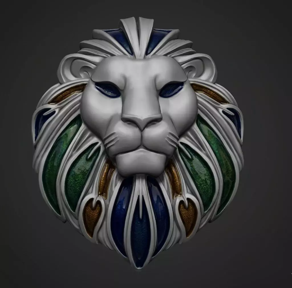 Majestic Lion Head Relief 3D print model