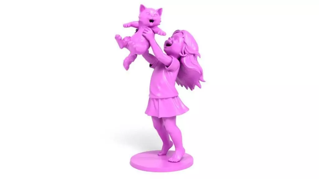 The girl and the cat 3D print model