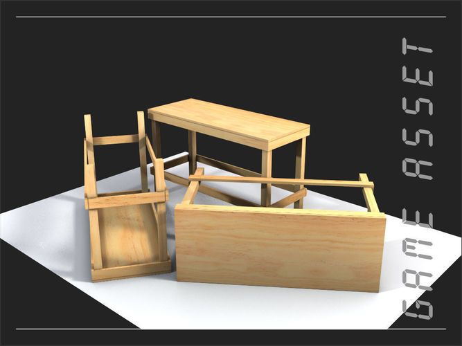 wood work bench or work table  Low-poly 3D model