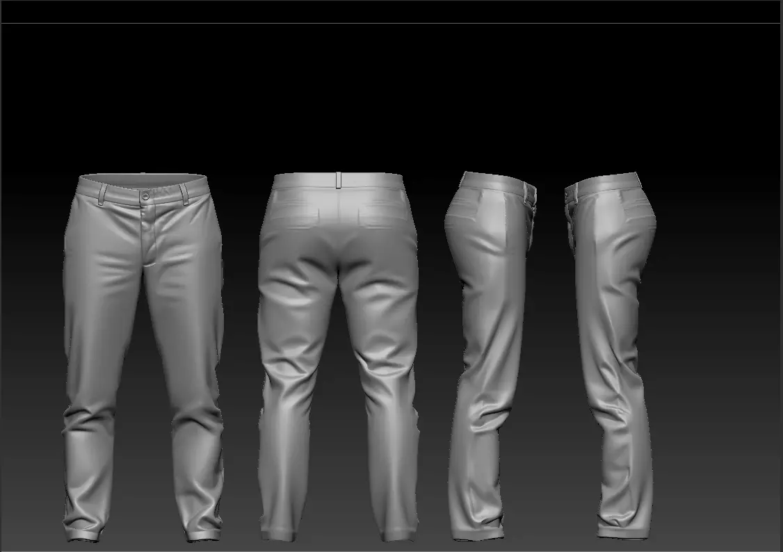 Male Pants High Poly Base Mesh for Sculpting Free low-poly 3D model