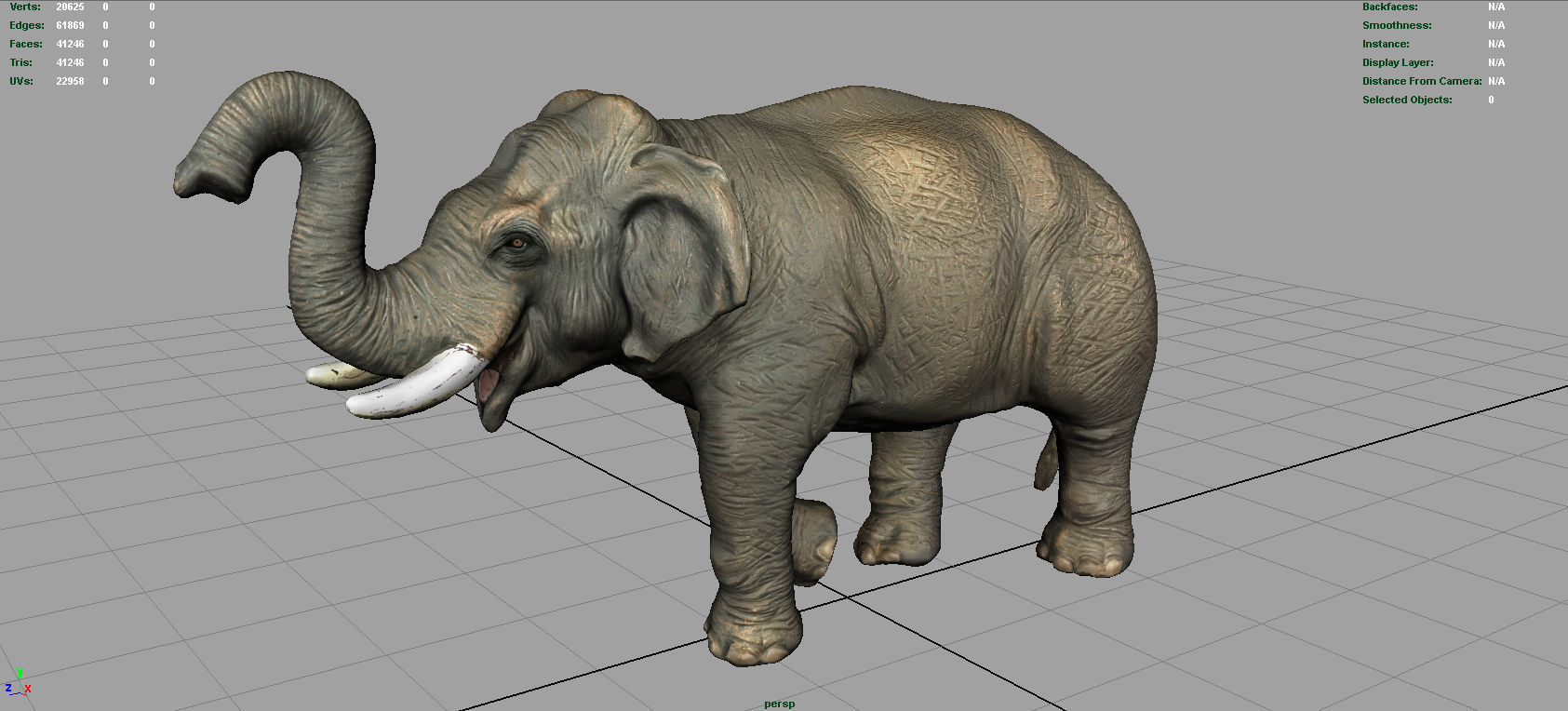 Asian Elephant 2 Low-poly 3D model_5