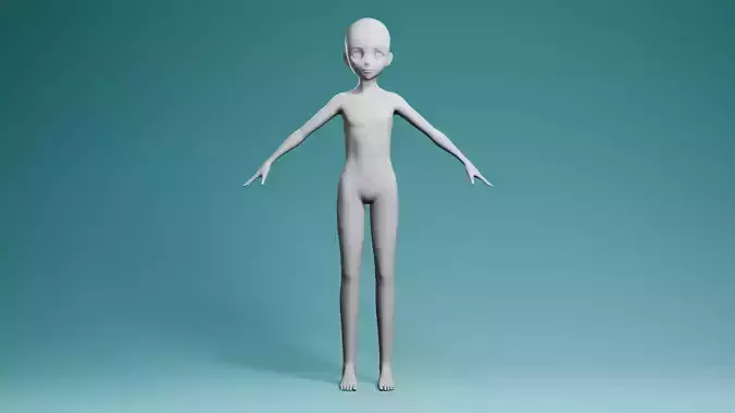 Stylized Anime Boy Character Base Mesh 3D Model