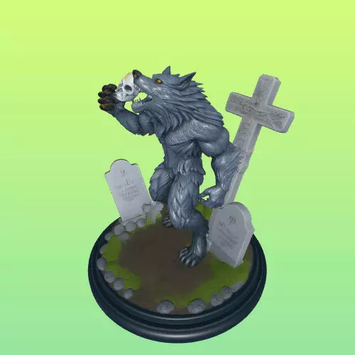 3835 Werewolf Howling with Skull Minimalist Statue STL 3D print model