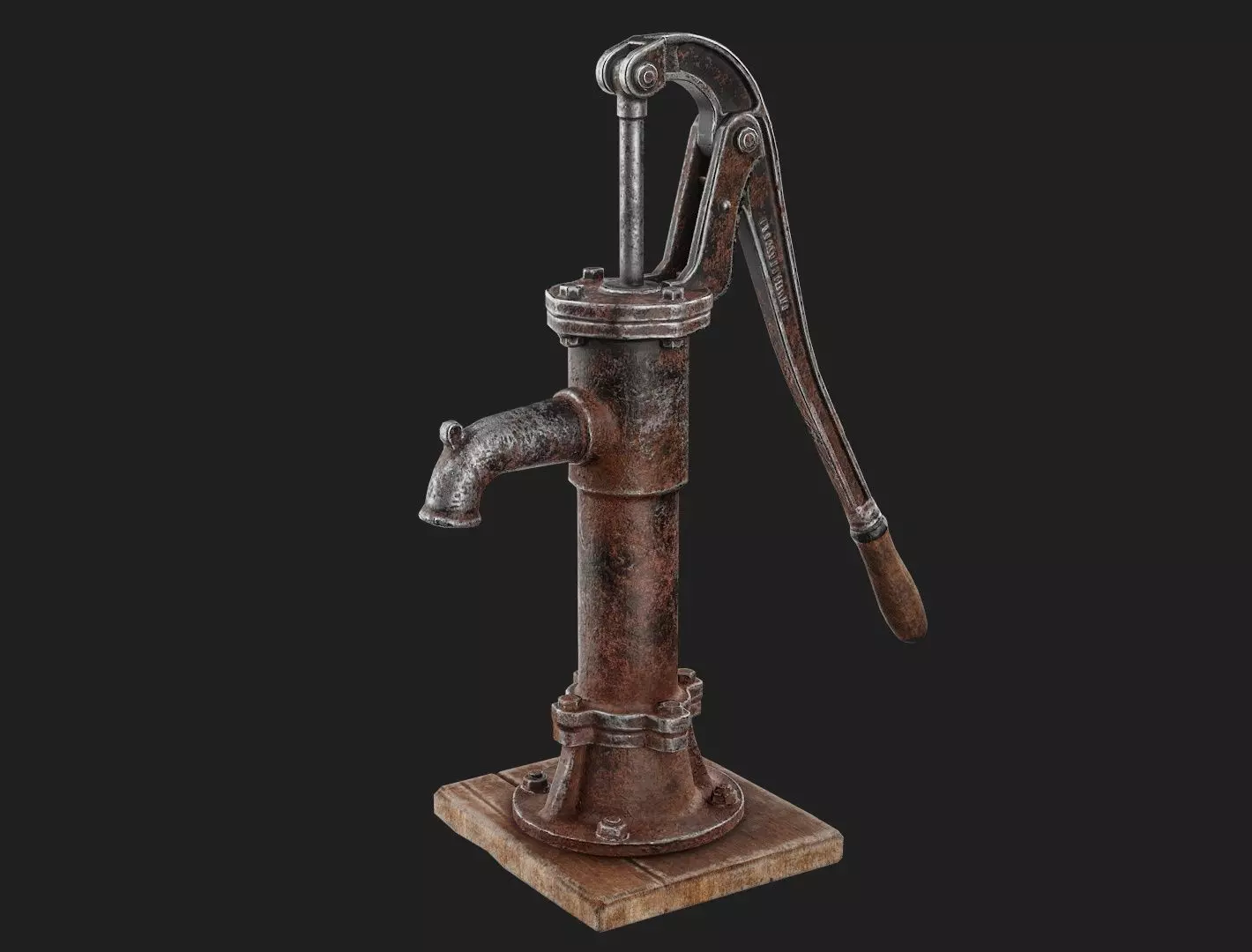 Old Rusty Hand Water Pump Low-poly 3D model