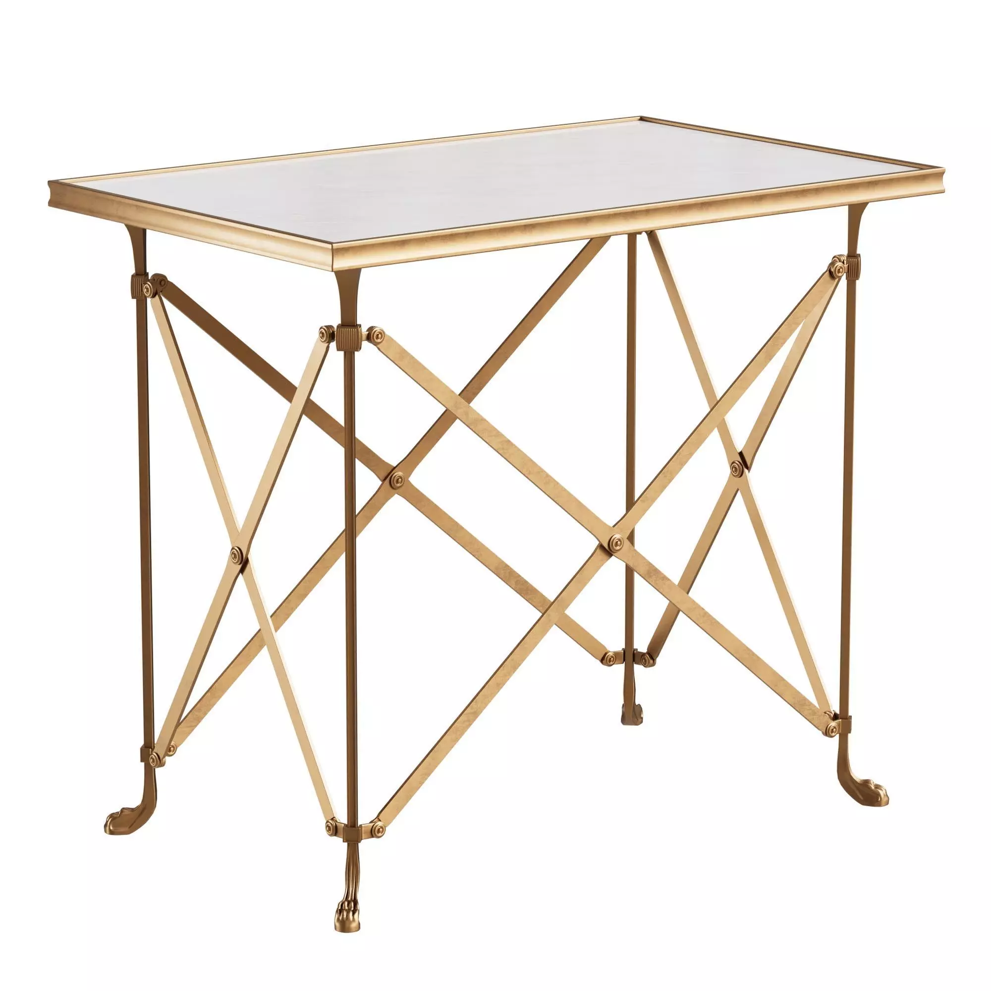 Rectangular Directoire Table Brass Marble 3D model