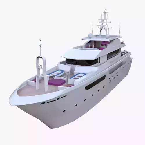Modern Luxury Yacht 3D Model With Pool Deck Quad Topology PBR