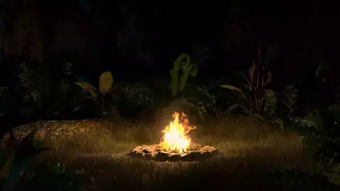 Campfire Volumetric Loop and 3D Model Low-poly 3D model