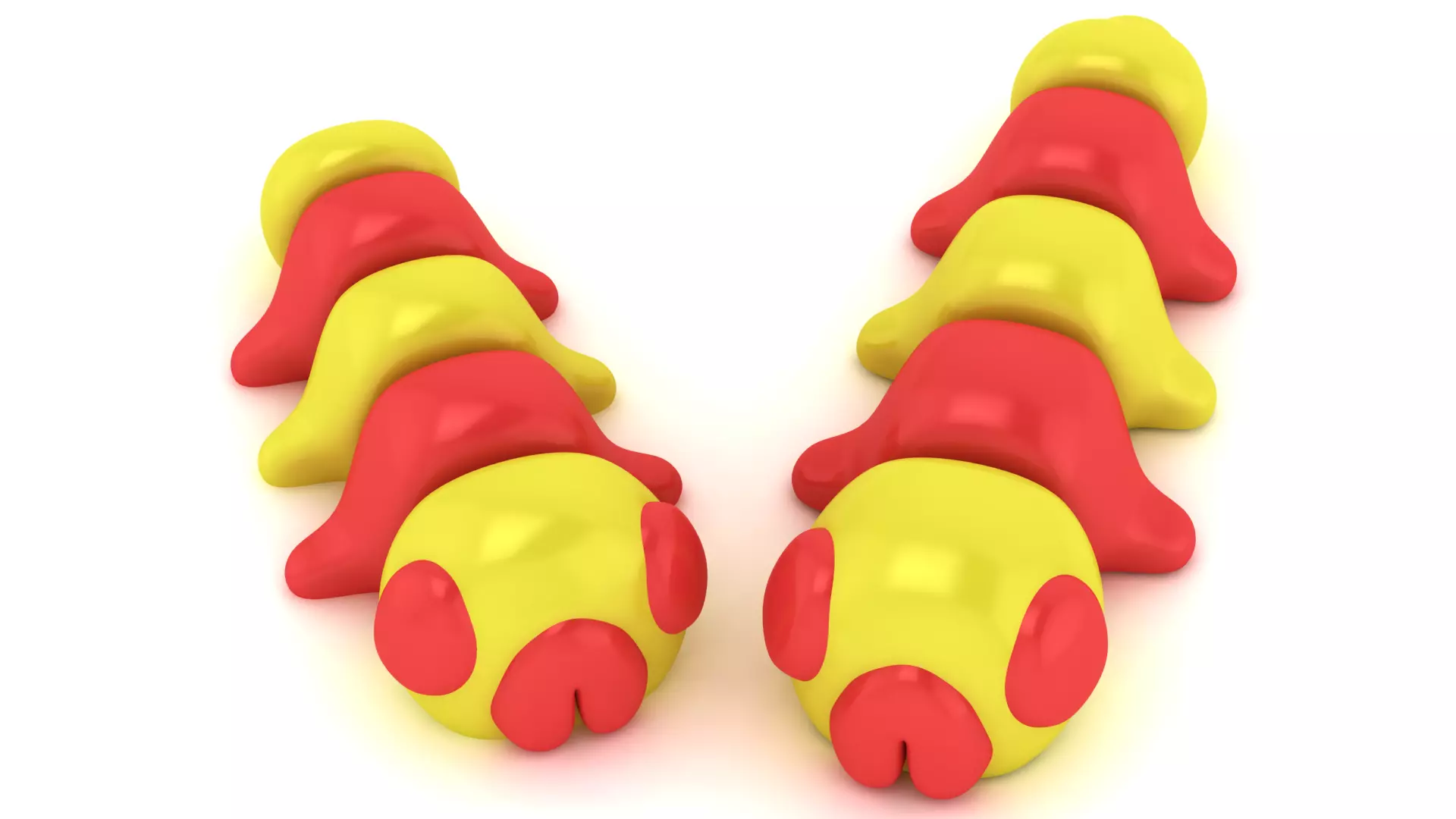 Playful Caterpillar Duo 3D Model 3D print model