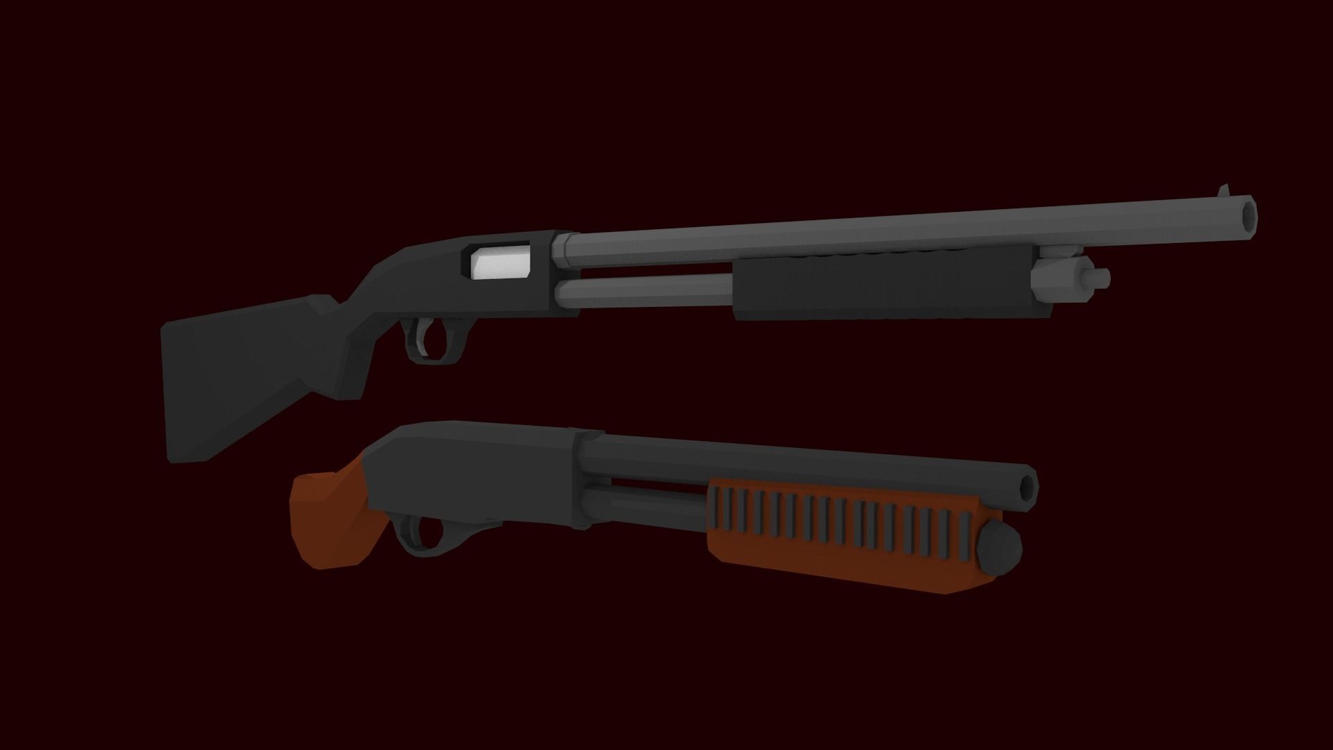 Low-Poly Shotgun Bundle Low-poly 3D model_0