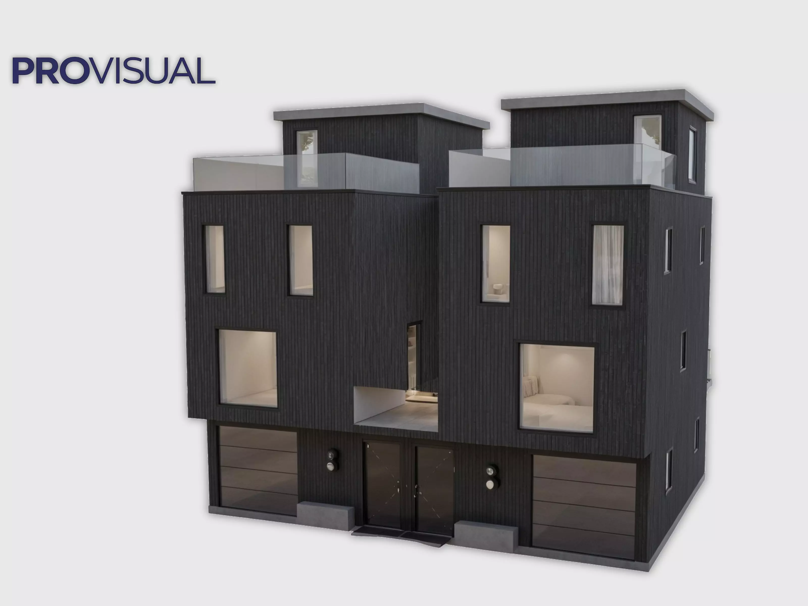 Modern Duplex House 4-Story 3D Model 2 Units Residential 3D model
