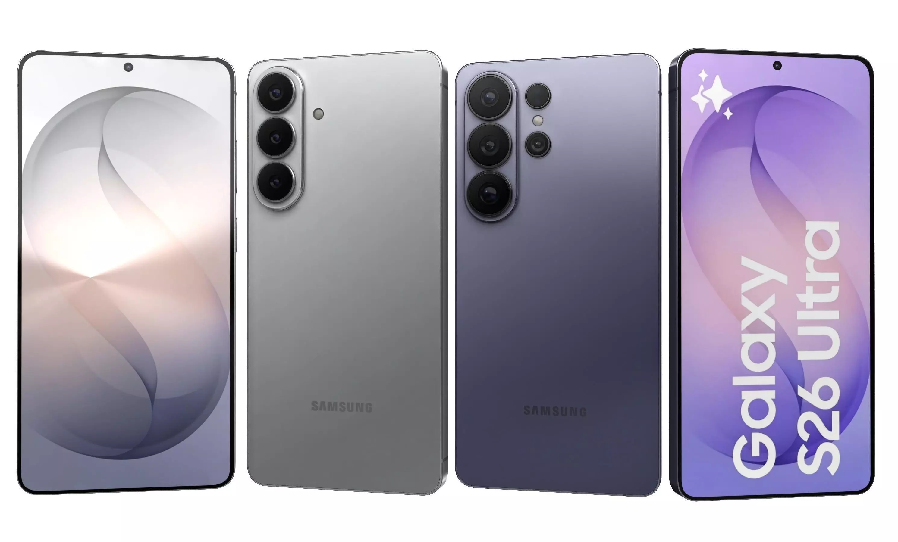 Samsung Galaxy S26 Ultra Purple And S26 Silver Shadow 3D model