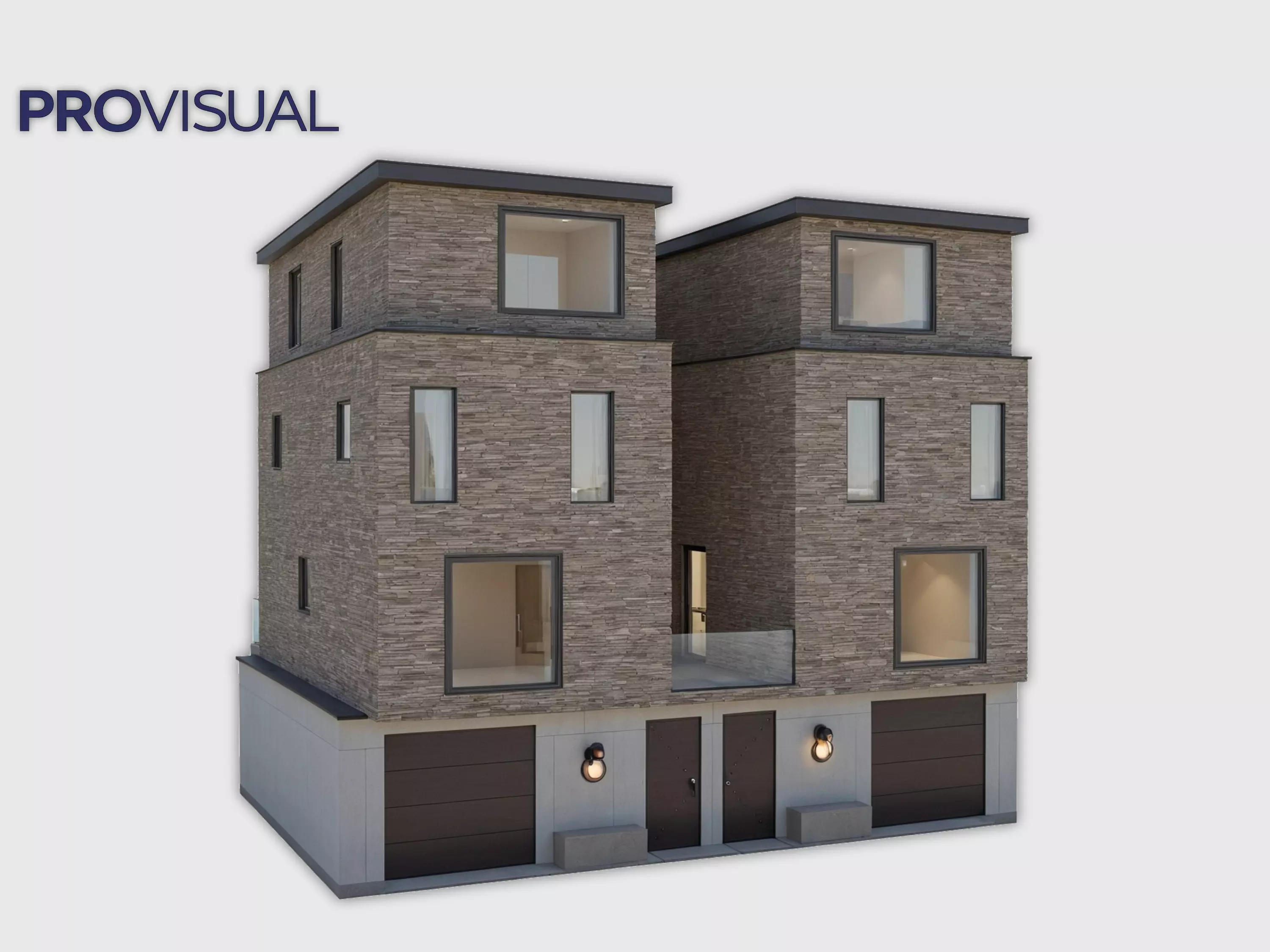 Duplex House 3D Model Twin Home Residential Building 3D model