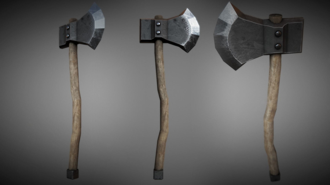 Woodcutters Axe 01 Low-poly 3D model