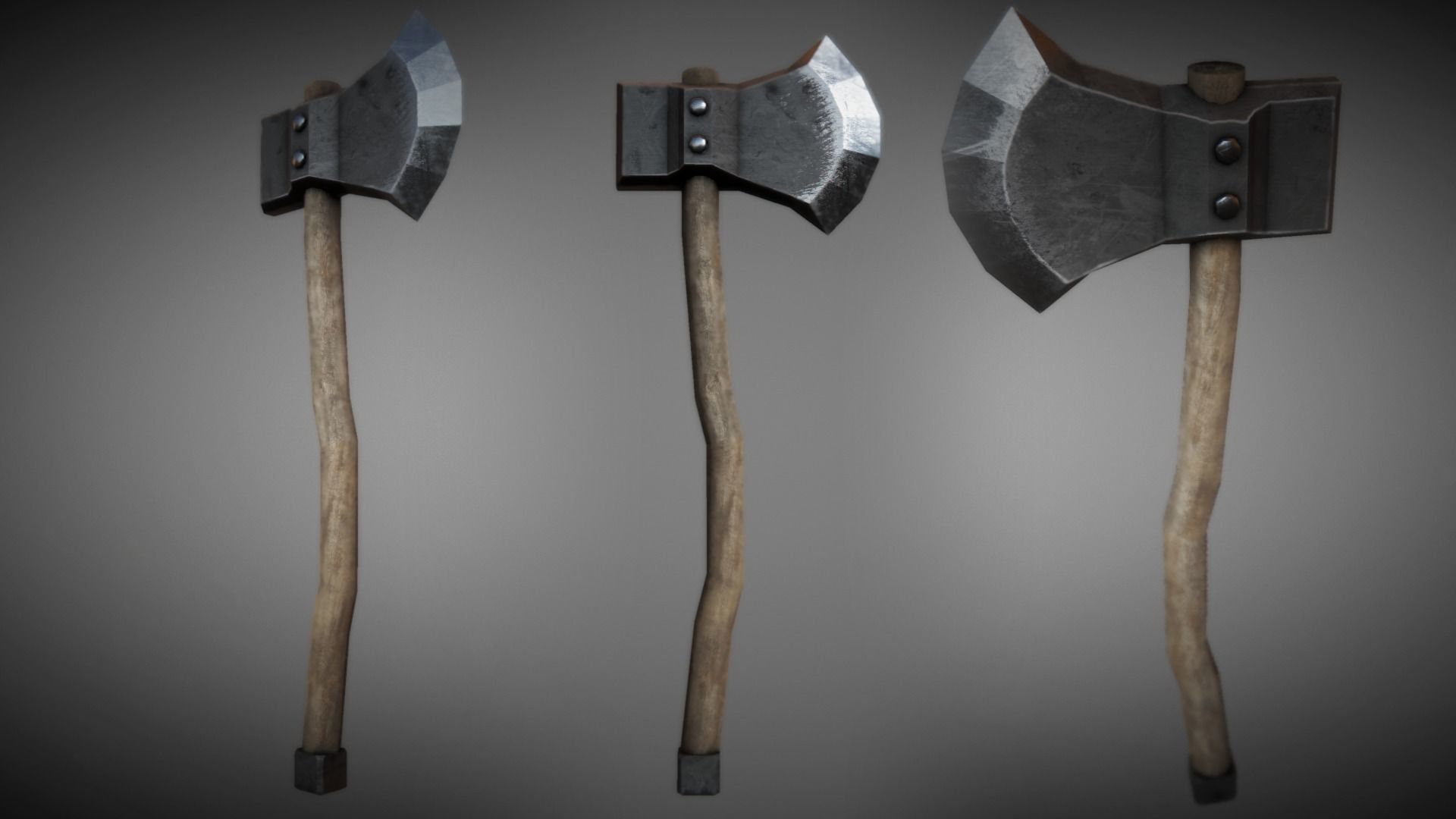 Woodcutters Axe 01 Low-poly 3D model_0
