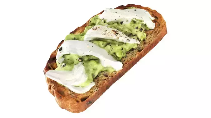 Bruschetta stuffed with avocado and mozzarella cheese Low-poly 3D model