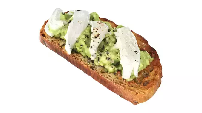 Bruschetta stuffed with avocado and mozzarella cheese Low-poly 3D model 3
