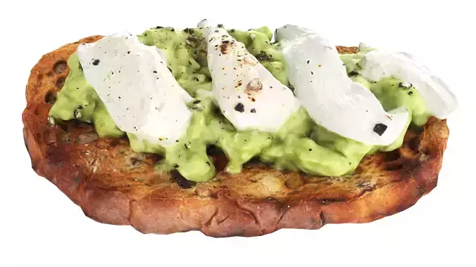 Bruschetta stuffed with avocado and mozzarella cheese Low-poly 3D model 2