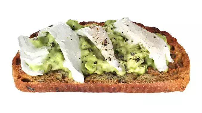 Bruschetta stuffed with avocado and mozzarella cheese Low-poly 3D model 4