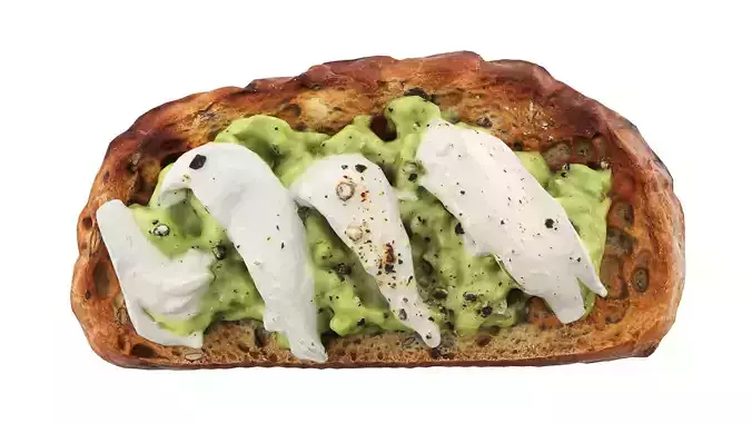 Bruschetta stuffed with avocado and mozzarella cheese Low-poly 3D model 6