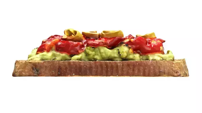 Bruschetta stuffed with avocado chopped tomatoes and pepper Low-poly 3D model 6