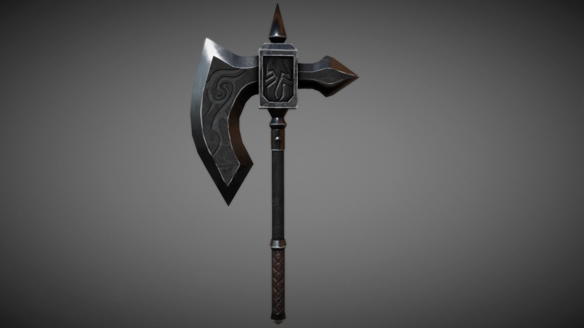 Metal Battle Axe 01 Low-poly 3D model_1