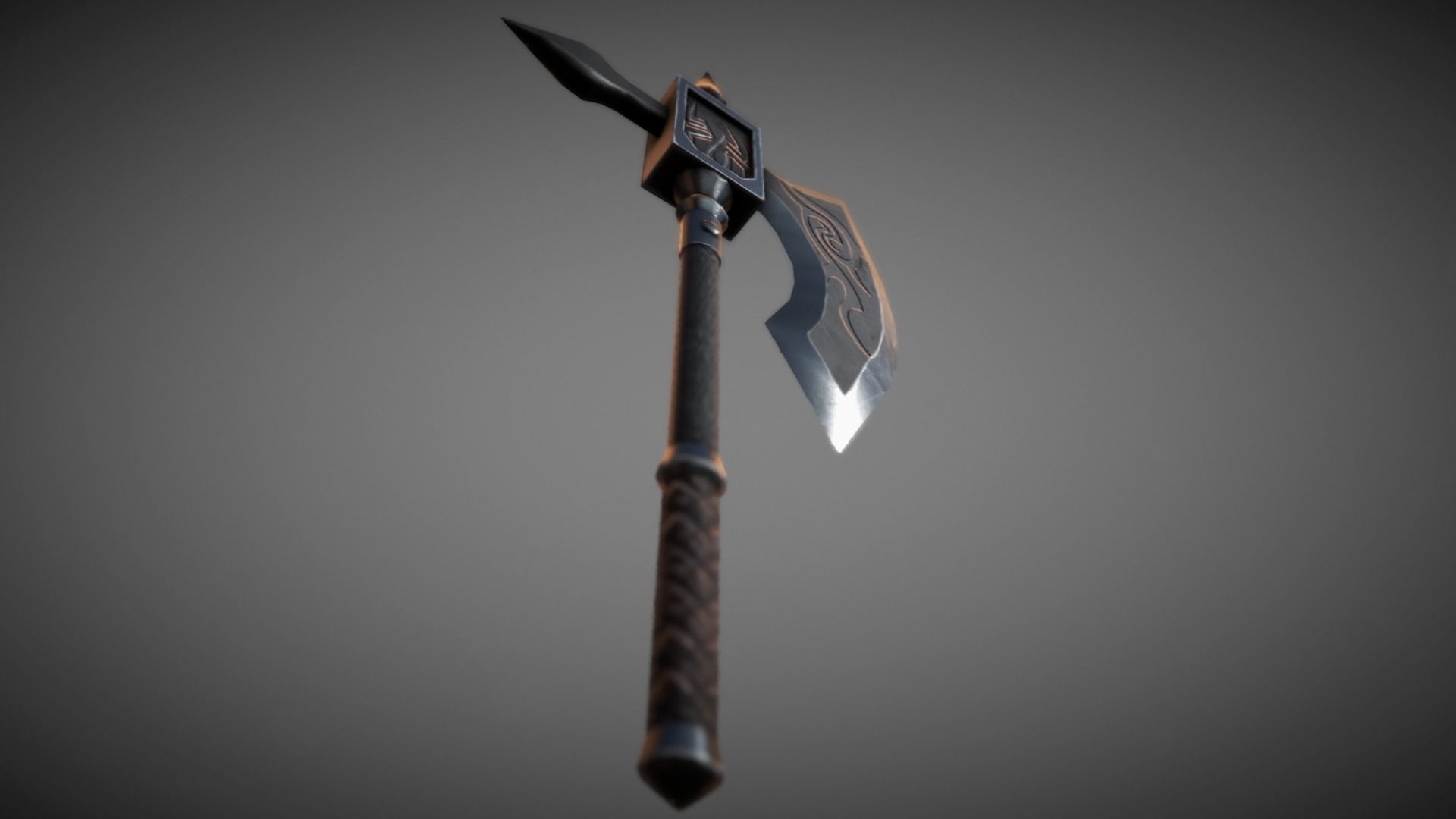 Metal Battle Axe 01 Low-poly 3D model_3
