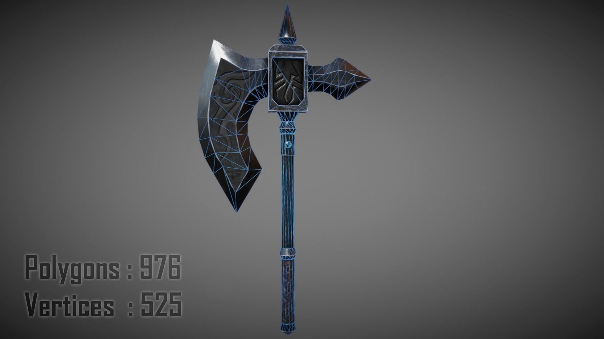 Metal Battle Axe 01 Low-poly 3D model_5