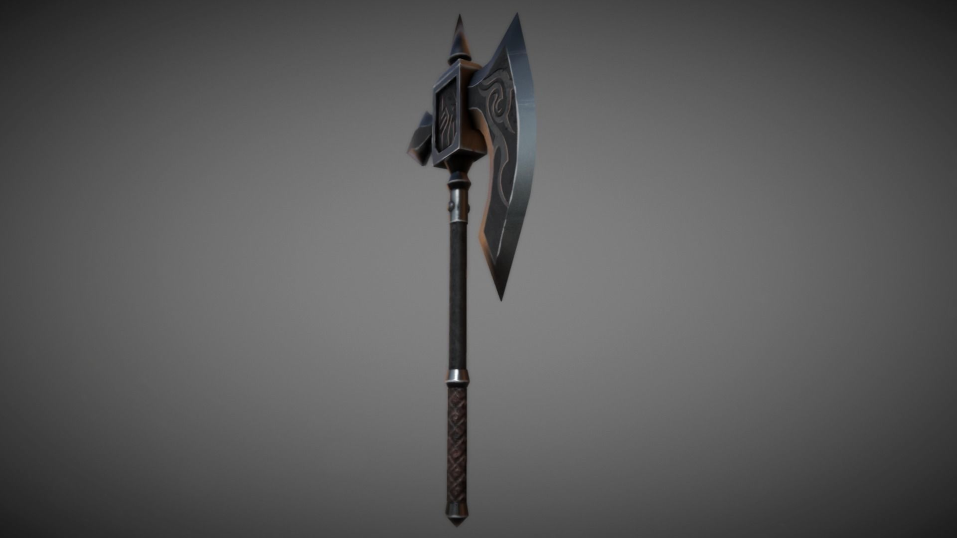 Metal Battle Axe 01 Low-poly 3D model_4
