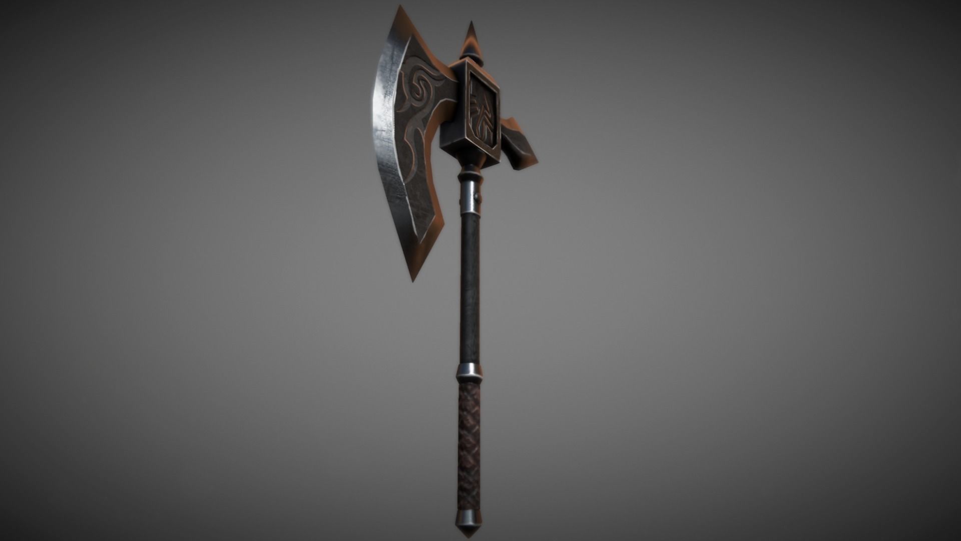Metal Battle Axe 01 Low-poly 3D model_2