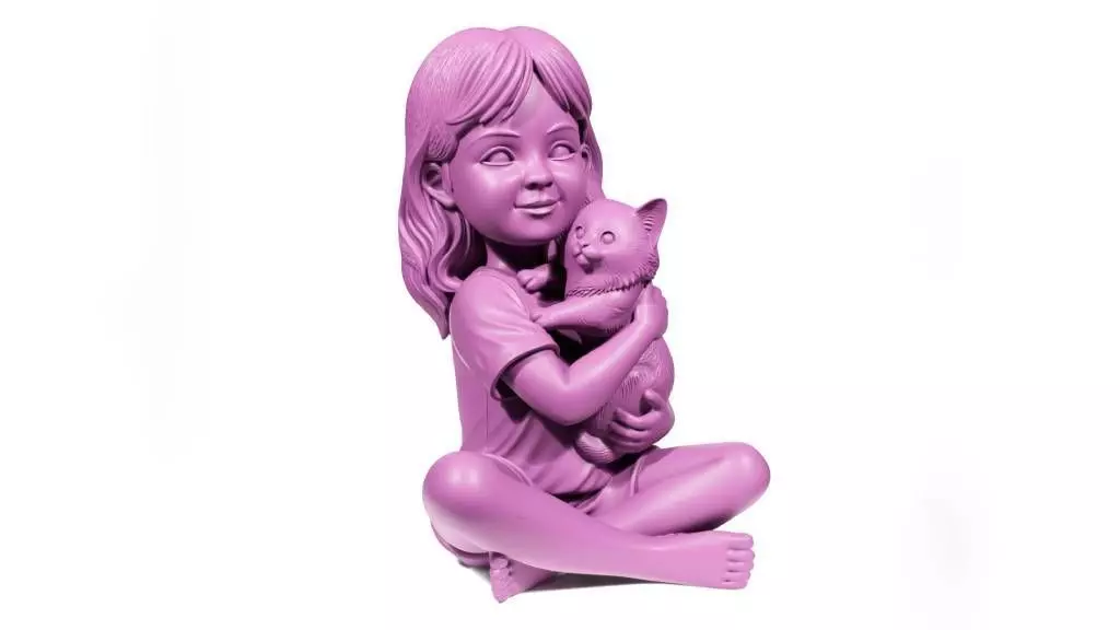 Girl with cat figurine 3D print model