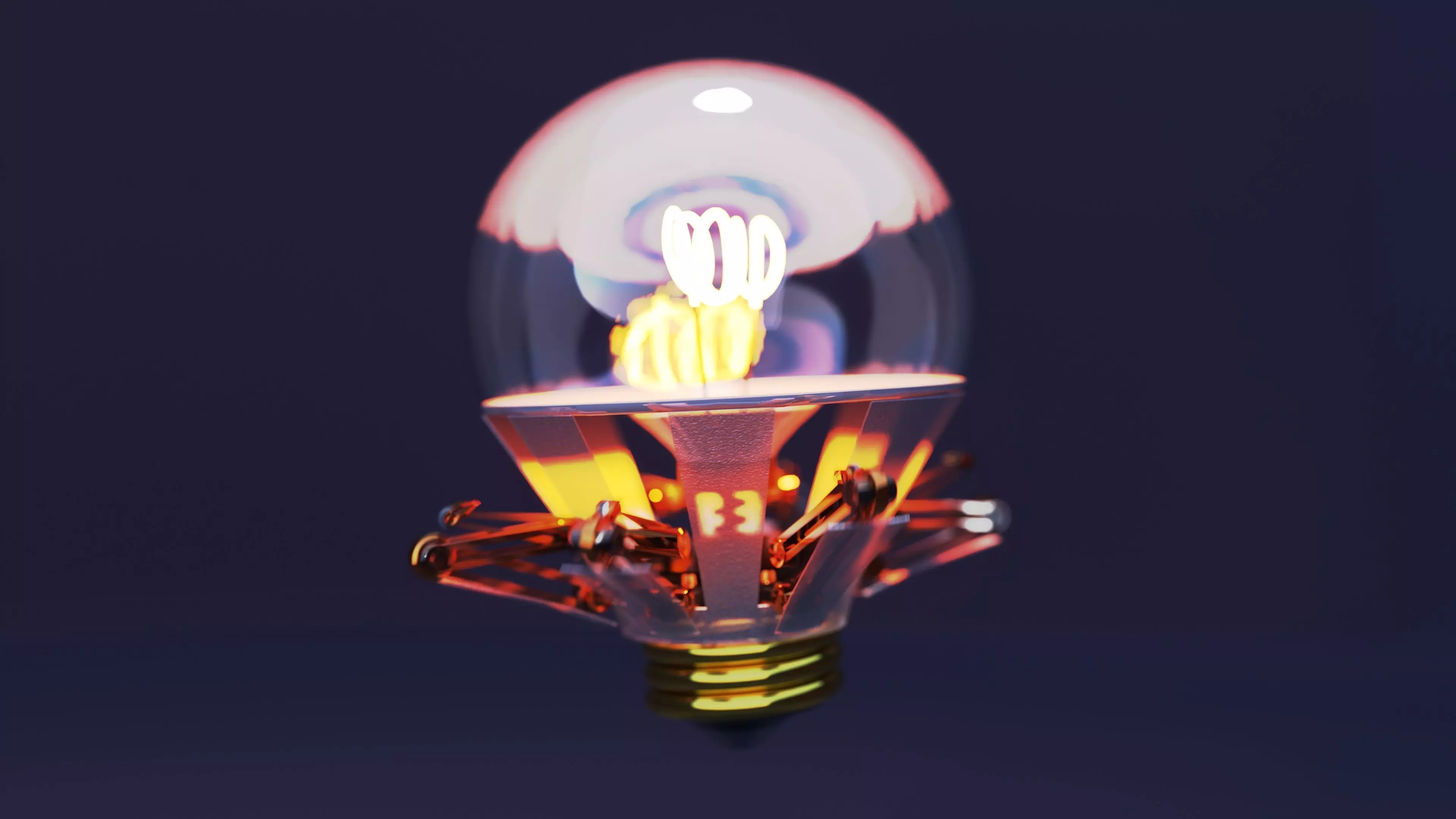 Radiant Ratchet Futuristic Mechanical Lightbulb with Six Legs 3D model