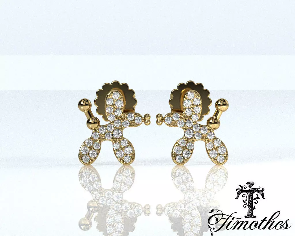 Timothes Diamond Earing 3D JewelryModel Printable 3D ER59 3D print model