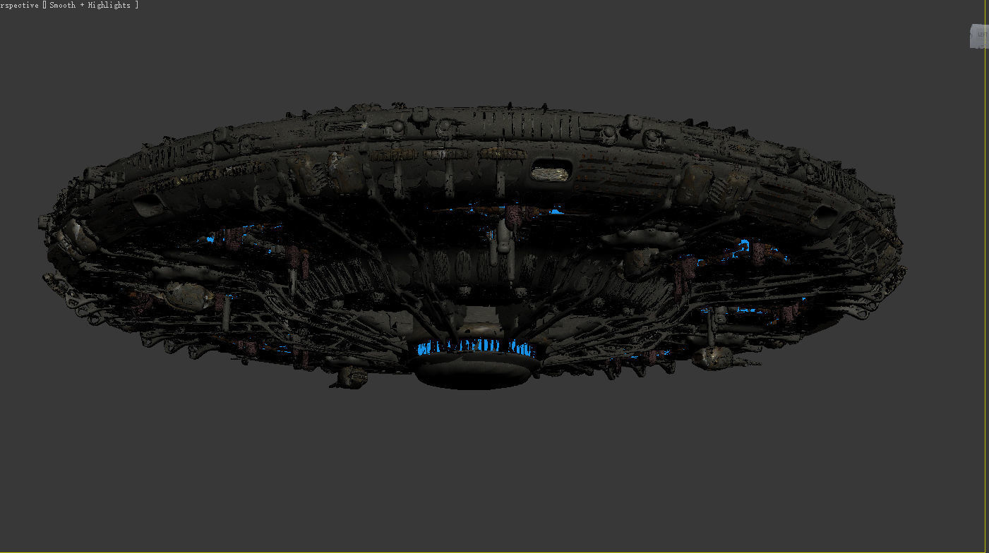 UFO Model spaceship flying in sky 3D model_3