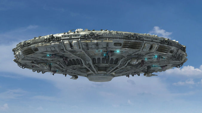 UFO Model spaceship flying in sky 3D model