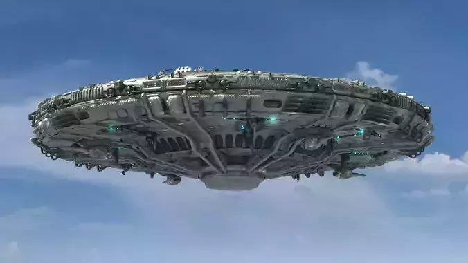 UFO Model spaceship flying in sky 3D model