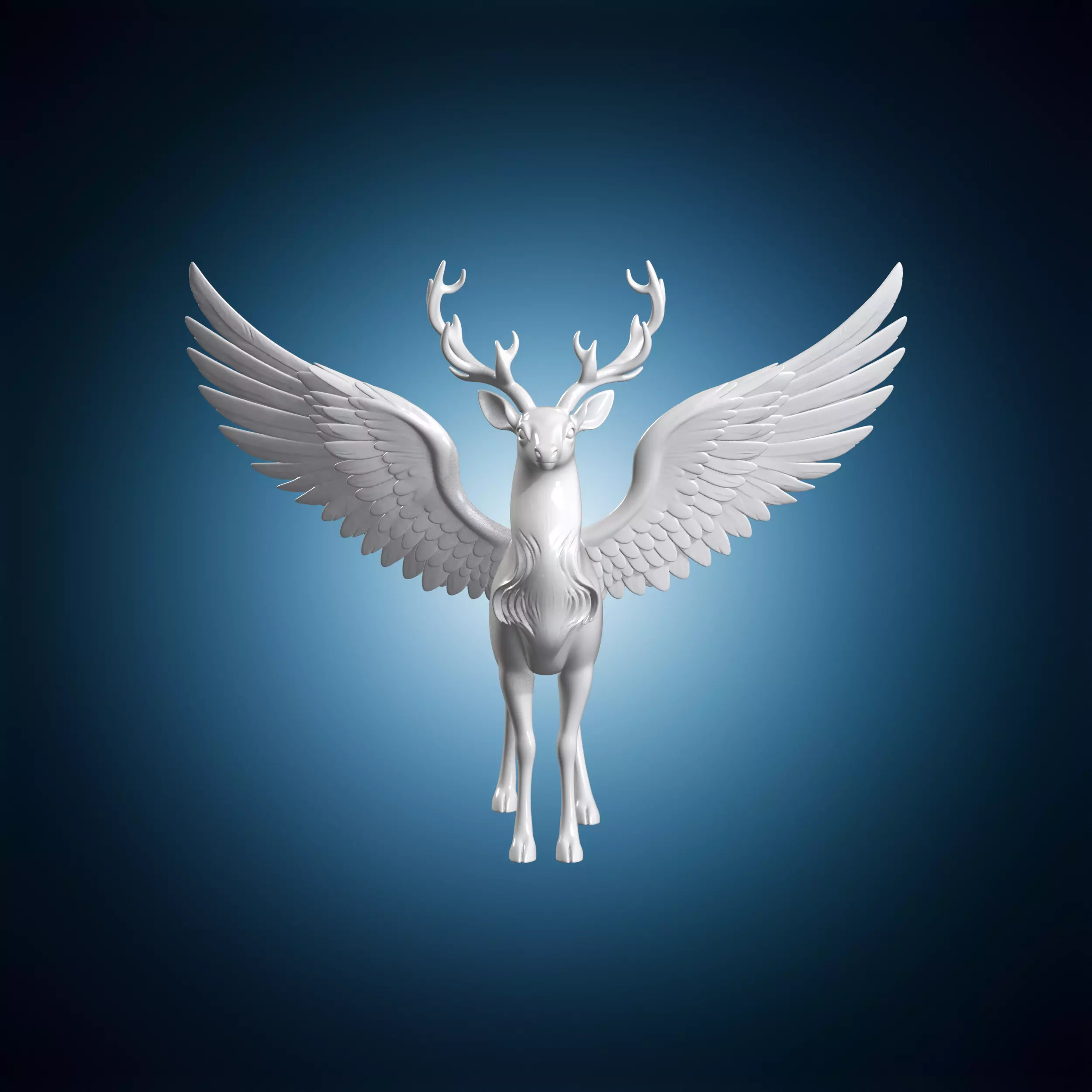 Heavenly Winged Stag with Feathered Wings 3D Print Model 3D print model