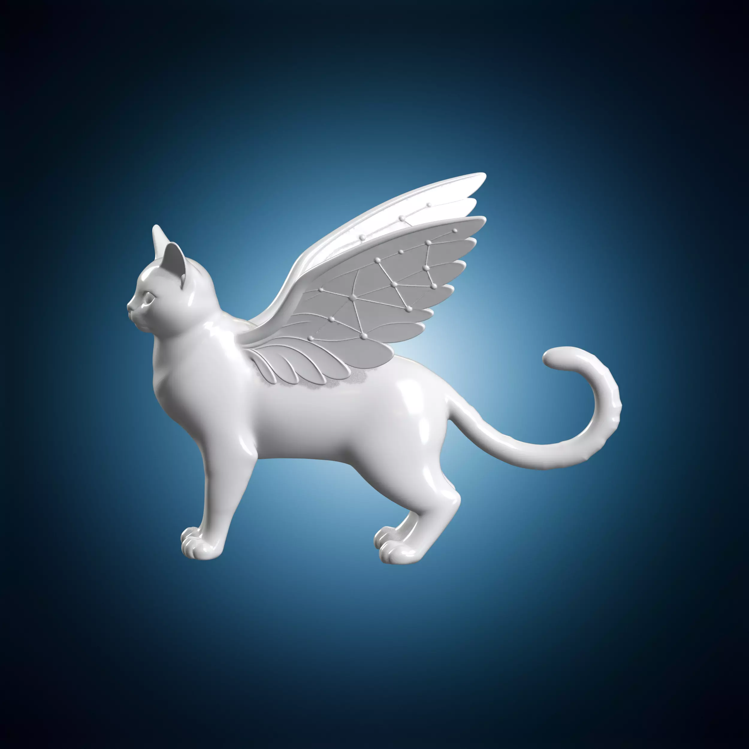Starlight Winged Feline Tabby Cat 3D Print Model 3D print model