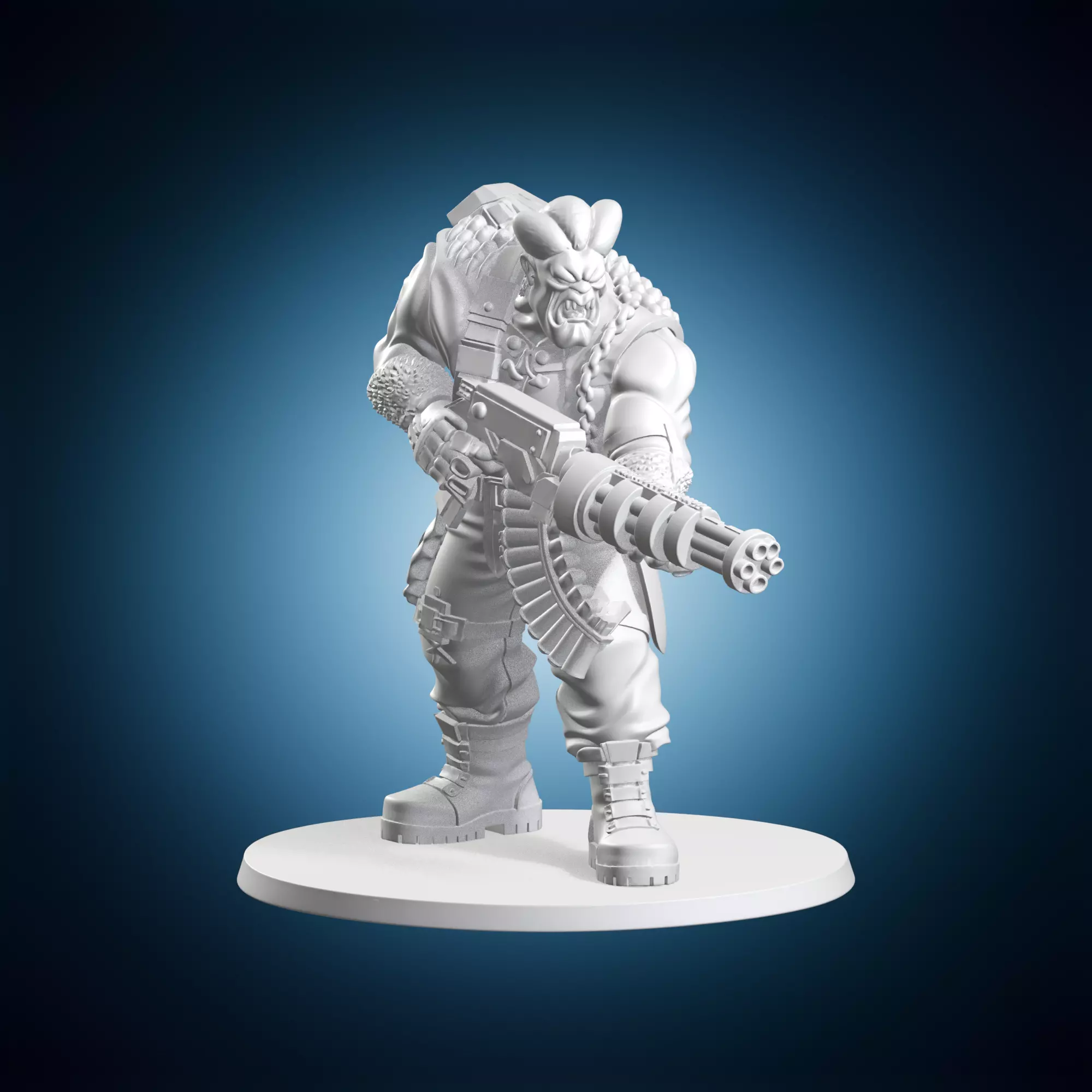 Orc Commando With Gatling Gun Sci Fi Fantasy Miniature 3D print model