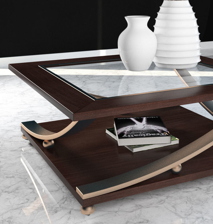 Table coffee with glass top 3D model_2