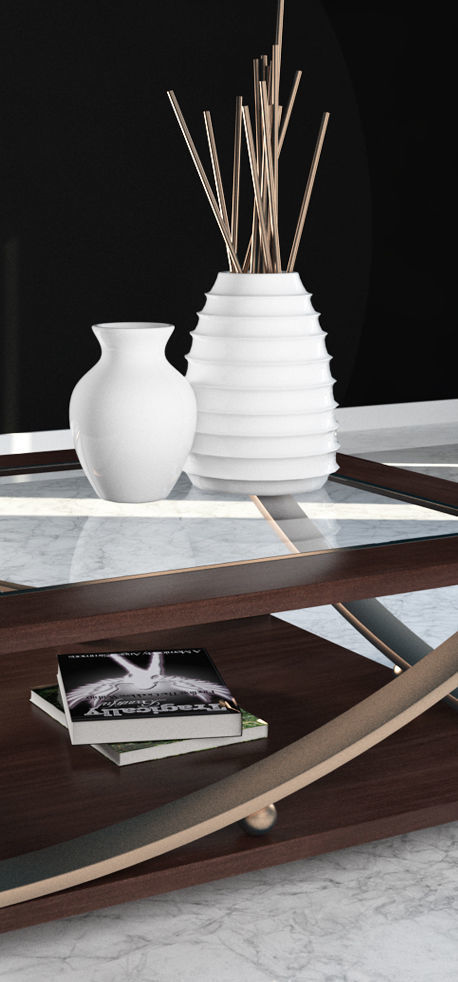 Table coffee with glass top 3D model_1